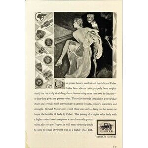 General Motors Body by Fisher "Great beauty, comfort and Durability" Vtg Ad 1930